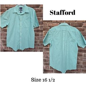 Stafford Regular Fit Button Down Short Sleeve Sz 16 1/2